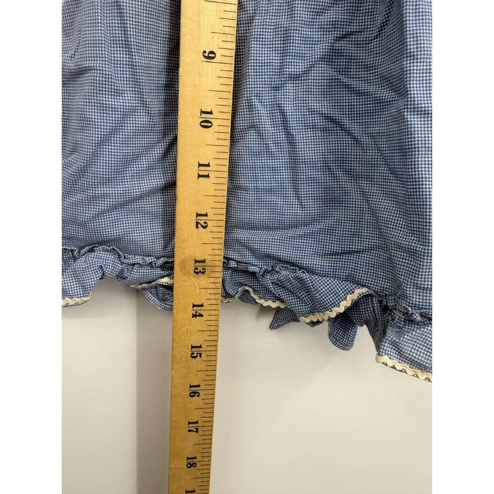 Unbranded Vintage Gingham Check Ruffle Dress Kids Size 4T Blue Rickrack Trim